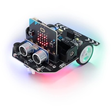 FREENOVE Micro:Rover Kit for BBC Micro:bit (V2 Contained), Obstacle Avoidance, Light-tracing, Line-Tracking, Remote Control, Playing Melody, Colorful Lights, Rich Projects, Blocks and Python Code