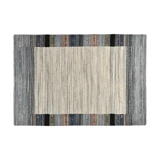 THEKO Wollteppich »Nebraska 2828« rechteckig 10 mm Höhe Handweb-Teppich, reine Wolle, handgewebt, Gabbeh Design, mit Bordüre THEKO bunt B : mehrfarbig ¦ 70 H: 1