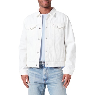 Tommy Hilfiger Herren Jeansjacke Trucker Jacket aus Baumwolle, Weiß (Gabe White), S