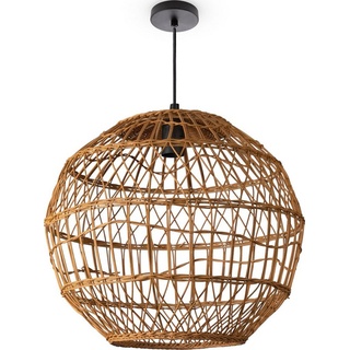 Paco Home Pendelleuchte Wohnzimmer Boho Korbleuchten Pendellampe Rattan Hängeleuchte Korblampe Rund E27 Stil Modern braun