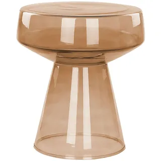 Beliani Beistelltisch goldbraun Rauchglas Glänzend Hoch rund 37 cm T-Form Pilzform Konisch Retro-Stil Couchtisch für Pflanzen Wohnzimmer, Ausstattung - Braun
