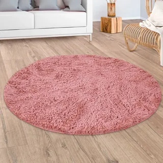 Paco Home Hochflor-Teppich »Silky 591« rund 37 mm Höhe Uni Farben, besonders weich und kuschelig, lila