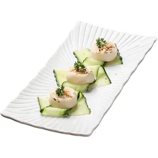 WakiHong 4 Stück Servierteller Porzellan Teller Weiß Eckig Dessertteller | Serviertablett,23.9x10.9x1.6 cm,für Buffets,Sushi,Kuchen,Vorspeisen zu Hause/im Restaurant Weiß