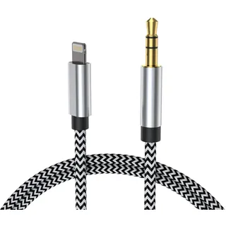 LcueGuk Aux Kabel iPhone [MFi Zertifiziert], Lightning Klinke Kabel, iPhone Auto Audio Kable, Lightning auf 3.5mm Klinke Audio Kopfhörer Adapter für iPhone14/14Max Pro/13/13Pro Max/12-1M