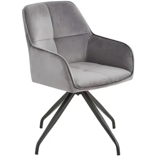 Livetastic Armlehnstuhl , Grau, Schwarz , Holz, Metall, Textil , Pappel , Sperrholz , Drehkreuz , 57x83.5x60 cm , Sitzfläche 360° drehbar , Esszimmer, Stühle, Polsterstühle