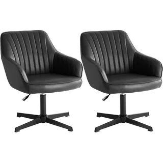 Sweetcrispy Esszimmerstühle, Küchenstuhl Drehbar & Höhenverstellbar - Leder Sessel Esstisch mit Armlehne, 360° Drehstuhl Esszimmer in Schwarz, 4 Stück