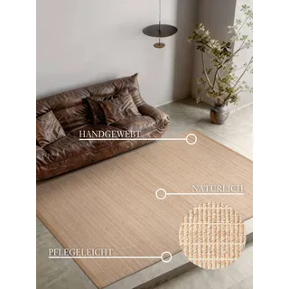 Villeroy & Boch Birka natur, gold, B:120cm H:6mm L:170cm, Baumwolle, Jute, Teppiche, Teppich, Jute, Natur, Wohnzimmer, Esszimmer, Schlafzimmer, Flur, Modern, Boho