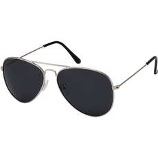 La Optica B.L.M. Sonnenbrille Herren Damen UV400 Retro Pilotenbrille Fliegerbrille 70er Jahre Groß - Silber Farben (Gläser: Grau Polarisiert)