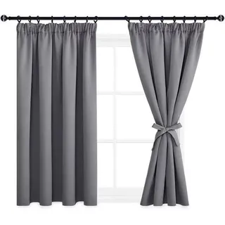 Ibenzoa® Verdunkelungs-Doppelrollo mit verstellbarem Raffband – Set 2, Schwarz, 137 x 167 cm, blickdicht und lichtregulierend, leicht montierbar - Grau