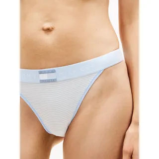 String, Damen, Gr. L (40), blau (sweet blau), Jersey, Obermaterial: 90% Baumwolle, 10% Elasthan, TOMMY HILFIGER UNDERWEAR, gestreift, körpernah, Unterhosen String, elastischer Bund mit Logo
