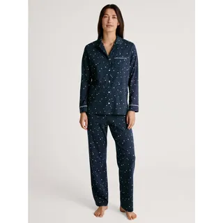 CALIDA Pyjama Sweet Dreams (2 tlg.), mit Reverskragen und durchgehender Knopfleiste, blau