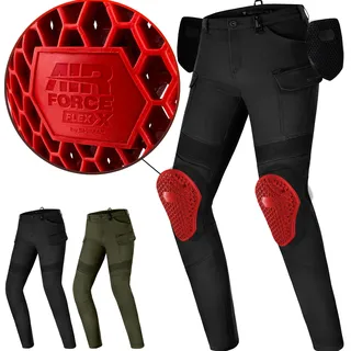 Shima Giro Motorrad Hose Damen mit Protektoren Airforce Knieprotektoren Motorradhose Kurzgrößen Hosen für Mann Protektorenhose Textilhose Urban Stretch Cargohose Lang (Frauen, Schwarz, 24/32)