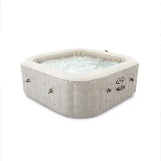 INTEX PureSPA Chevron Deluxe In- & Outdoor Whirlpool aufblasbar für 6 Personen 1098 L (196x196x71cm) Wasserenthärtungs- & Salzwassersystem - 170 Massagedüsen - 2200 W Heizsystem (28472NP)