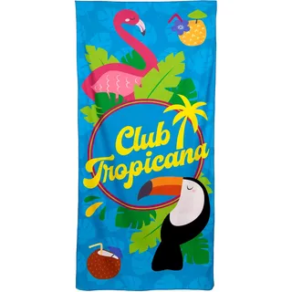 Puckator Strandtuch aus Mikrofaser, 180 x 85 cm, Flamingo und Tukan, Club Tropicana