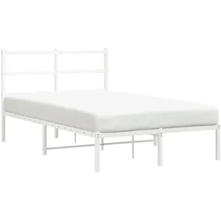 vidaXL Bettgestell mit Kopfteil Metall Weiß 120x200 cm - Weiß