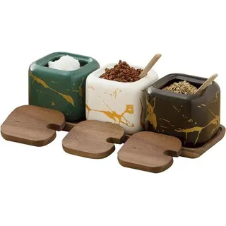 Keramik-Süßigkeiten-Set aus Weiß - 3 Teile - 400 ml - Mit Deckel und Löffel - Ideal für Haushalt und Kochbereich