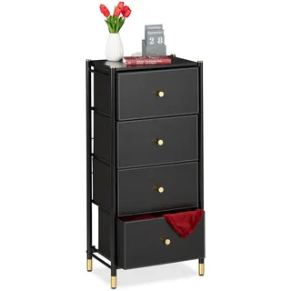 Relaxdays Kommode 98,5 x 46 x 30 cm Schwarz/Gold
