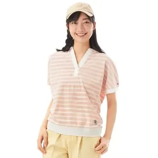 Tommy Hilfiger Damen Poloshirt Kurzarm Regular Fit, Rosa (Breton Ecru/Whimsy Pink), M