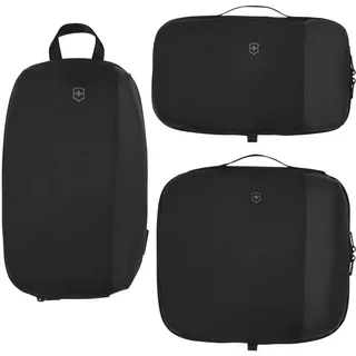 Victorinox Travel Essentials Packing Cube Set, 3-teiliges Packwürfel-System, Koffer-Organizer mit Erweiterbarem Stauraum, Damen/Herren, 7 l, Schwarz