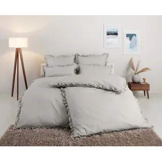 Home Affaire Bettwäsche »Violetta in Gr. 135x200 oder 155x220 cm« 2 Stk. tlg. Bettwäsche aus Baumwolle, romantische Bettwäsche mit Volants, grau