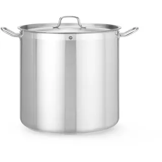 HENDI Kochtopf, Hoch, mit Deckel, Satiniert mit hochglanzpoliertem, verstärktem Rand, mehrfach punktgeschweißte Griffe, Gasherd, Induktionsherd, Elektroherd, 50L, ø400x(h)400mm, Edelstahl 18/10