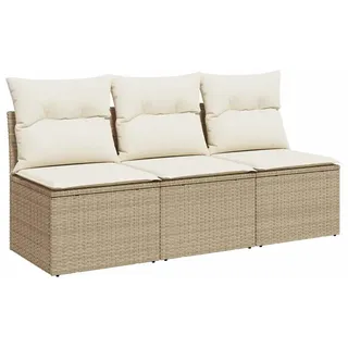 vidaXL Gartensofa 3-Sitzer Loungesofa beige