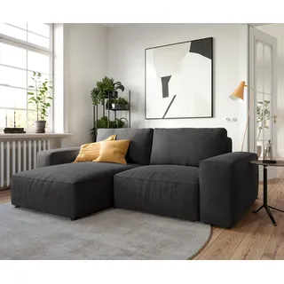 Ecksofa Lanzo 230x155 cm Mikrofaser Schwarz Recamiere variabel
