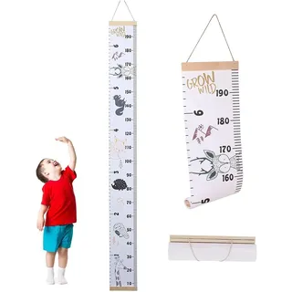 Baby Wachstumstabelle, Kinderhöhe Wachstumstabelle, Höhe Wachstum Diagramm, Leinwand und Holz Abnehmbar Süß Wandbehang Tragbar Messlatte Kinder für Baby, Kinder, Jungen, Mädchen