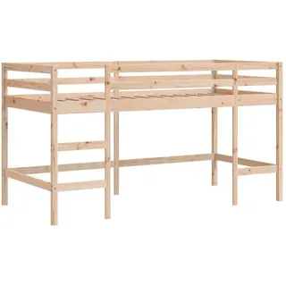 vidaXL Hochbett mit Leiter 90 x 190 cm Kiefer massiv braun