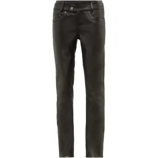 5-Pocket-Hose RICANO "Lederhose Triston-B", Damen, Gr. M, Länge 34, schwarz, Obermaterial: 100% Lammnappaleder LANA., schmal, Hosen 5-Pocket-Hose, Handgefertigt aus echtem Leder