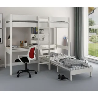 LÜTTENHÜTT »Stockbett, Kinderbett, "ROBIN " FSC® zertifiziertes Massivholz«, mit Schreibtisch und Regalen