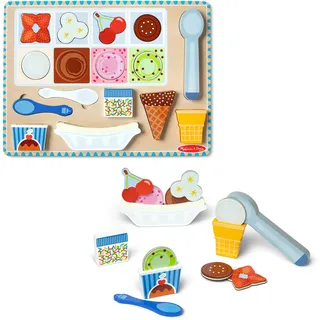 Melissa & Doug - Magnetisches Puzzle-Spielset aus Holz mit Eiscreme, 16 Magnetteile mit Eisportionierer, Spielnahrungsmittel-Spielzeug aus Holz für Jungen und für Mädchen ab 2 Jahren