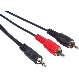 PremiumCord Kabel Audio, 3,5mm Klinke - 2x Cinch 10m, Klinkenstecker auf Cinch RCA schwarz