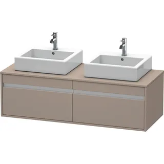 Duravit Ketho Konsolenwaschtischunterbau wandhängend, 1400x426x550 mm, 2 Auszüge, für 2 Aufsatzbecken, beidseitig, KT6697B4343, Farbe: Basalt Matt Dekor