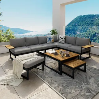 Ambia Garden Loungegarnitur , Holz, Metall , Teakholz , Gartenmöbel, Loungemöbel, Loungegarnituren