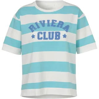 T-Shirt VIA APPIA DUE "VIA APPIA DUE Sweatshirt", Damen, Gr. 46, blau (türkis multicolor), Obermaterial: 95% Baumwolle CO. 5% Elasthan EL., gestreift, regular fit, Rundhals, Shirts T-Shirt, Große Größen