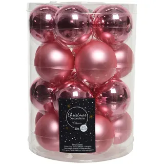 Kaemingk Weihnachtskugeln Glas 6cm x 20 Stück Christbaumkugeln matt glänzend pink rosa
