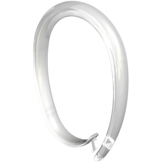 Flairdeco Duschvorhangringe oval verschließbar, Plastik, Transparent, 65/49 mm, 12 Stück