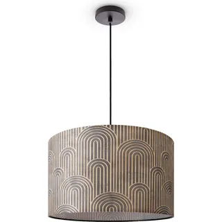 Deckenlampe Wohnzimmer Pendelleuchte Esstisch Lampenschirm Stoff Modern Abstrakt - Schwarz