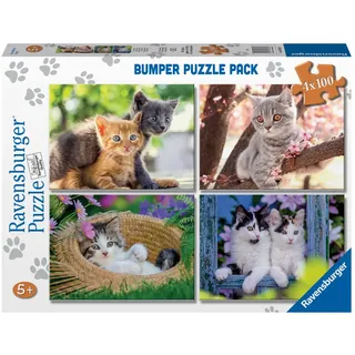Ravensburger Puzzles für kleine Katzen, Puzzle für Kinder ab 5 Jahren, pädagogisches und anregendes Spiel, 4 Puzzles mit 100 Teilen