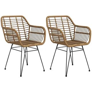 Homcom Esszimmerstühle, PE-Rattan Stahl Braun , Kunststoff , 60x79x56 cm , Esszimmer, Stühle, Armlehnstühle