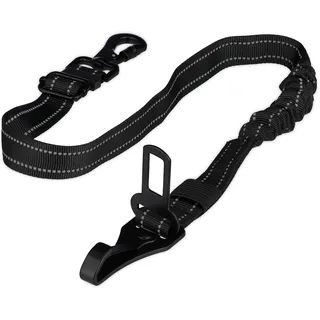 Relaxdays Hundegurt Auto, 60–80 cm, mit Ruckdämpfer, drehbarem Karabiner & Gurtzunge, Hunde Autogurt Rückbank, schwarz