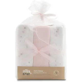 INTERBABY · Packung mit 3 Muslin Tücher aus Bambus&Baumwolle BEAR rosa · 55x70 cm · Saugfähig und atmungsaktiv und ideal zum Reinigen, Abwischen und Abdecken von Neugeborenen