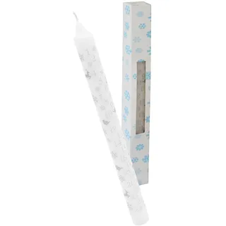 Weihnachten Advent Kerze Verpackt 25cm Konisch Countdown Robins / Rentiere Weiß