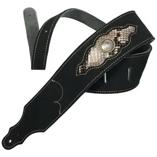 Franklin Gitarrengurt - Wildleder / Schlangenhaut - Schwarz