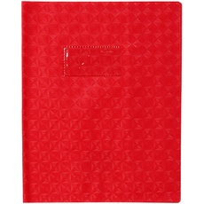 Clairefontaine 72013C - Heftumschlag / Heftschoner / Hefthülle Calligraphe mit Feinkörnung Diamantmotiven, 17x22 cm, Etikettenhalter, aus PVC blickdicht und strapazierfähig, Rot, 1 Stück