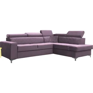 BETTSO Schlafcouch mit Bettkasten Ecksofa mit Schlaffunktion Sofa mit Relaxfunktion und Kopfstützen Couch L Form Eckcouch Wohnlandschaft VIVIENNE Rosa - Rosa