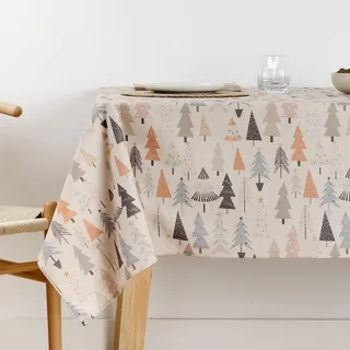 BL BELUM Belum | Tischdecke für Weihnachten, 250 x 140 cm, schmutzabweisend, 100% Baumwolle, ohne Wachstuch, Tischdecke mit Baumwolle, wasserdicht, schmutzabweisend, flüssigkeitsabweisend