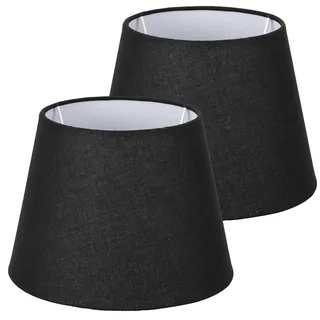 Navaris 2x Lampenschirm aus Leinen - 2er Pack E27 Lampen Schirm für Tischlampe oder Stehlampe - 2 Ersatz Lampenschirme klein - Außen Schwarz/Innen Weiß