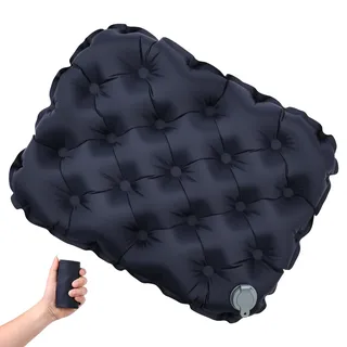 AUYAO Aufblasbares Sitzkissen Faltbar Outdoor Camping Kissen Sitzkissen mit Tragetasche Ultraleicht wasserdichte Sitzunterlage Schnell Aufblasbar für Camping Tragb Wandern Stadion 47x37cm, Marineblau